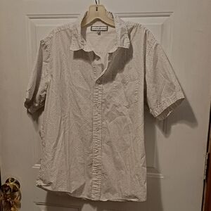 PD&C White With Blue Dots Casual Button Down Short Sleeve Shirt